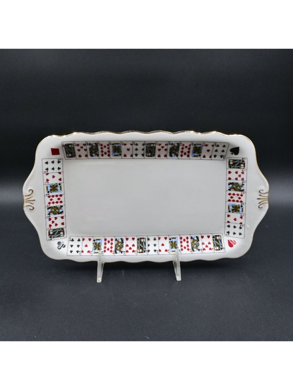 Queen's China Cut For Coffee Sandwich Platter Tray Vintage Poker Cards
